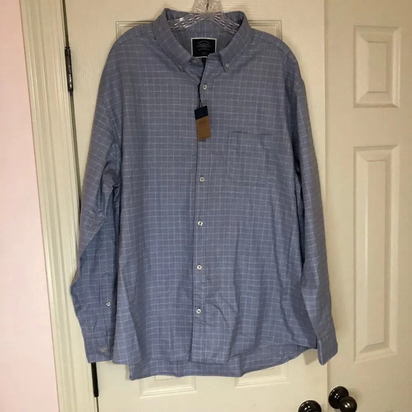 Charles‎ Tyrwhitt Men Dress Shirt Classic Fit Button Down No Iron Blue Twill XXL - Picture 1 of 7